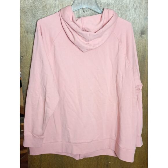 Terra & Sky Women 1x (16W-18W) Peach Hooded Full Zip Soft Athleisure Sweatshirt - Picture 2 of 5